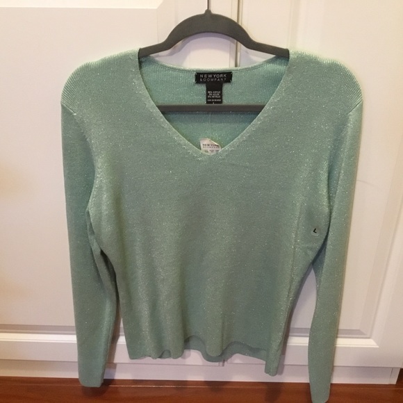 NWT New York & Company sparkle V-neck sweater - Picture 4 of 5